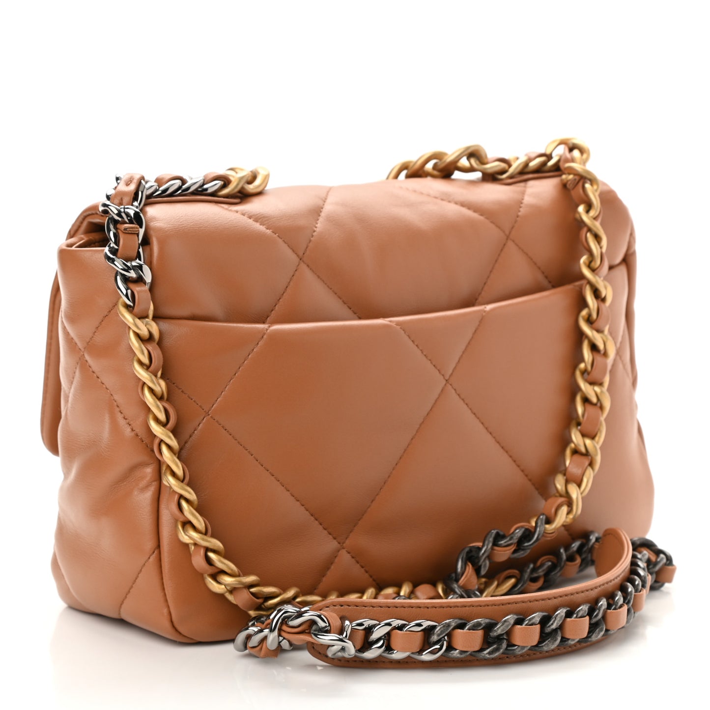 Lambskin Quilted Medium Chanel 19 Flap Brown