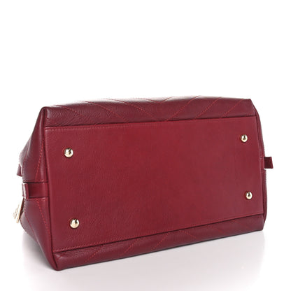 Chanel Calfskin Stitched Small Chevron Chic Shopping Bag Red 4 of 10