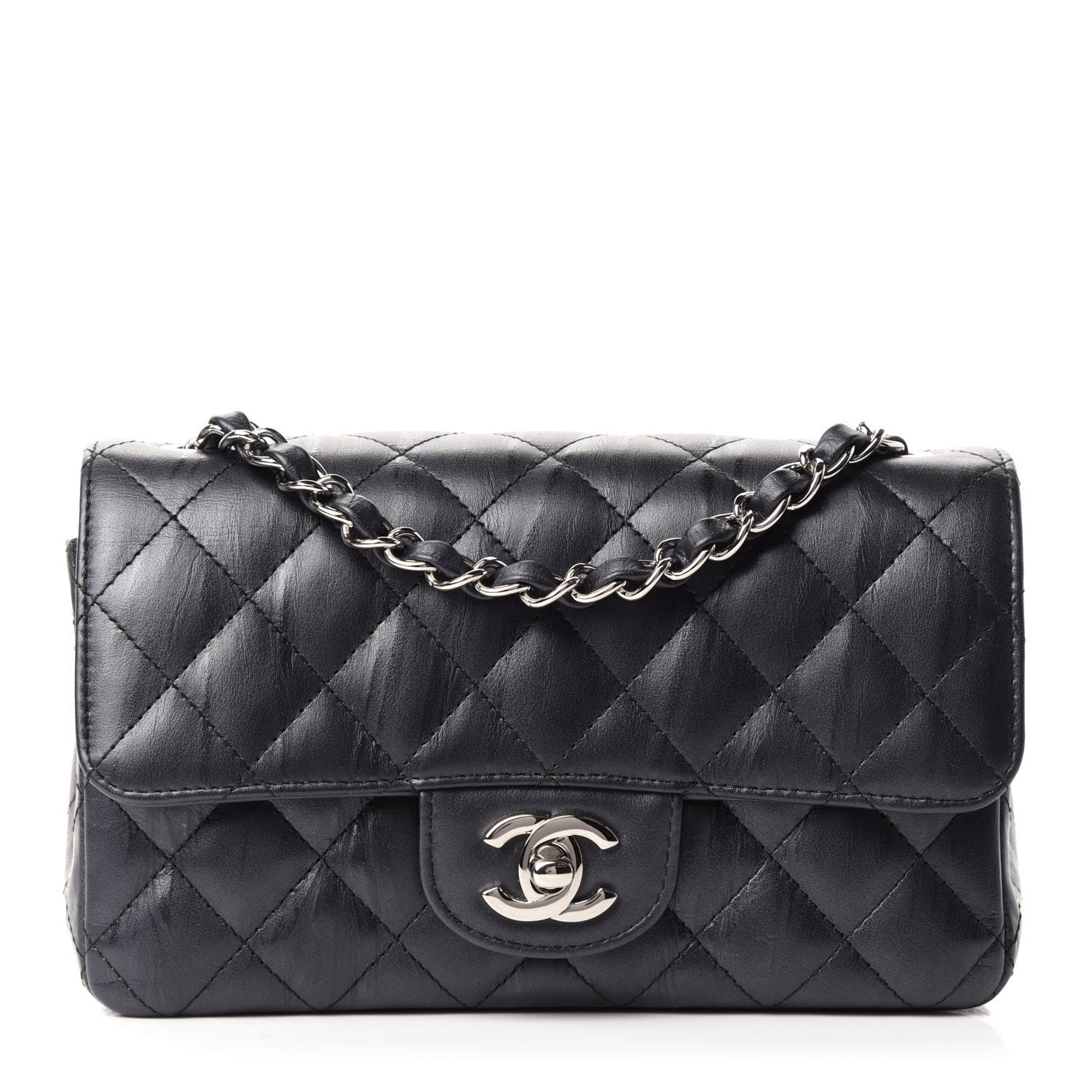 Chanel Iridescent Calfskin Quilted Mini Rectangular Flap Charcoal 1 of 11