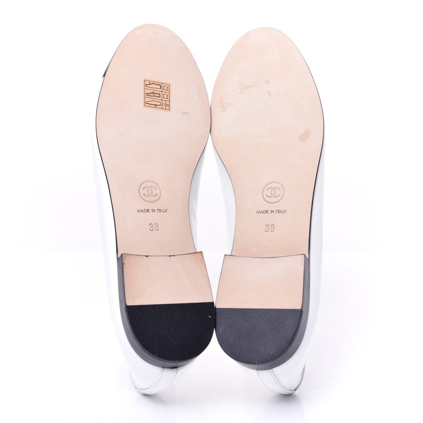 Calfskin Patent CC Cap Toe Ballerina Flats 38 White Black