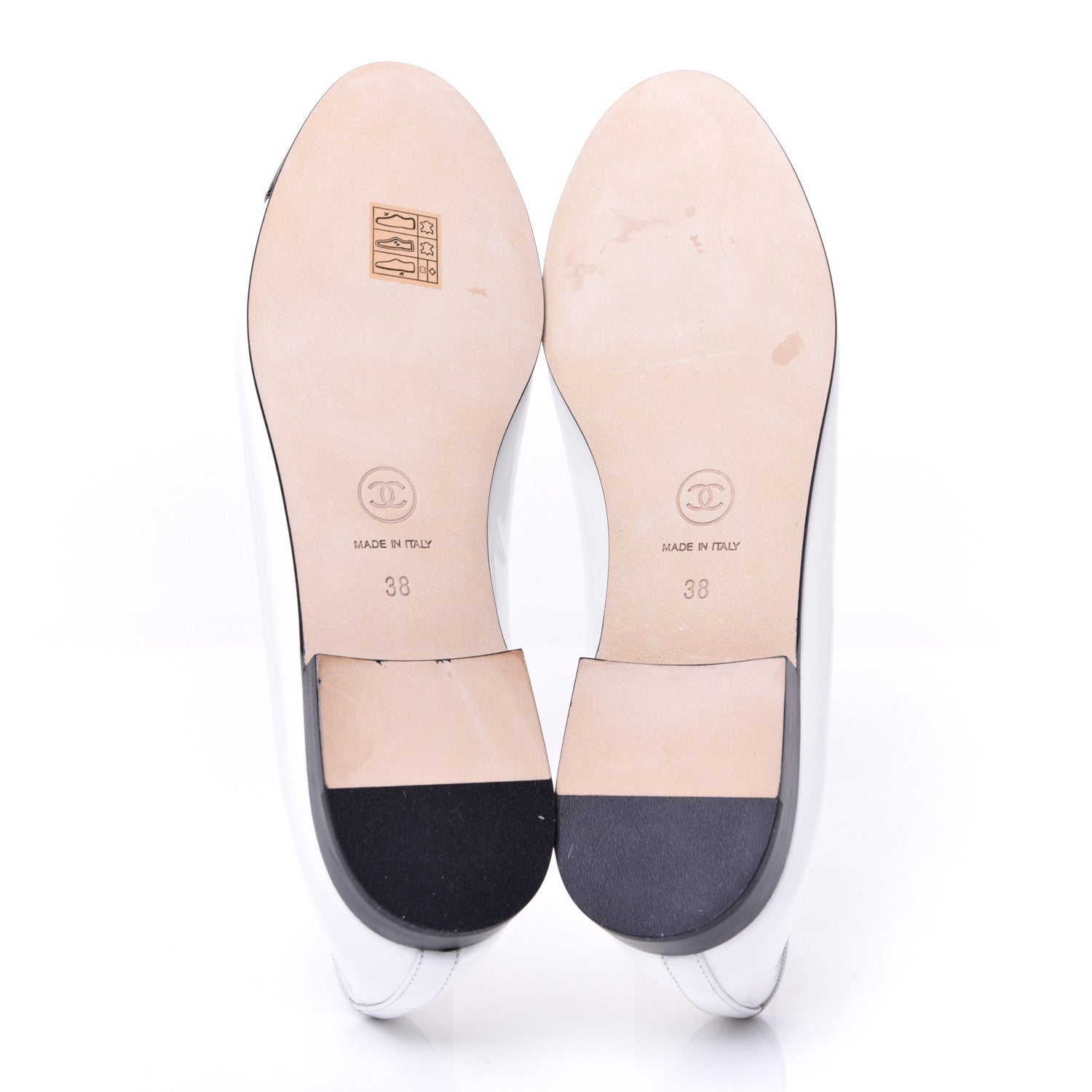 Chanel Calfskin Patent CC Cap Toe Ballerina Flats 38 White Black 5 of 8