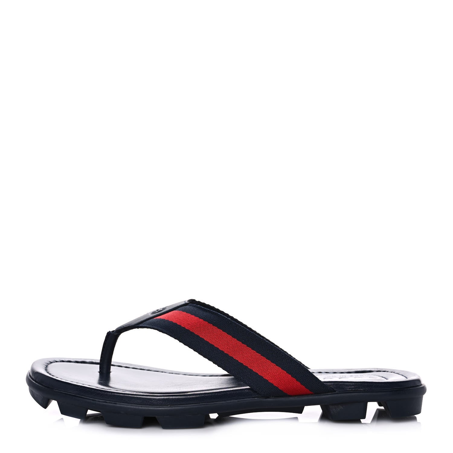 Gucci Nylon Calfskin Web Mens Cleat Sole Thong Sandals 5.5 Navy 1 of 10
