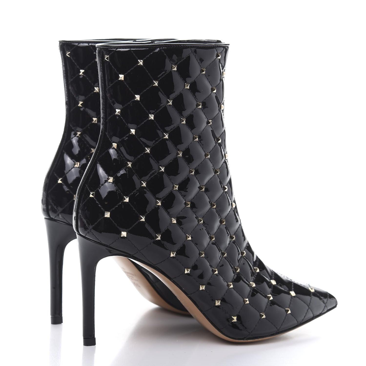 Valentino Garavani Patent Rockstud Spike Court Ankle Booties 35.5 Black 4 of 8