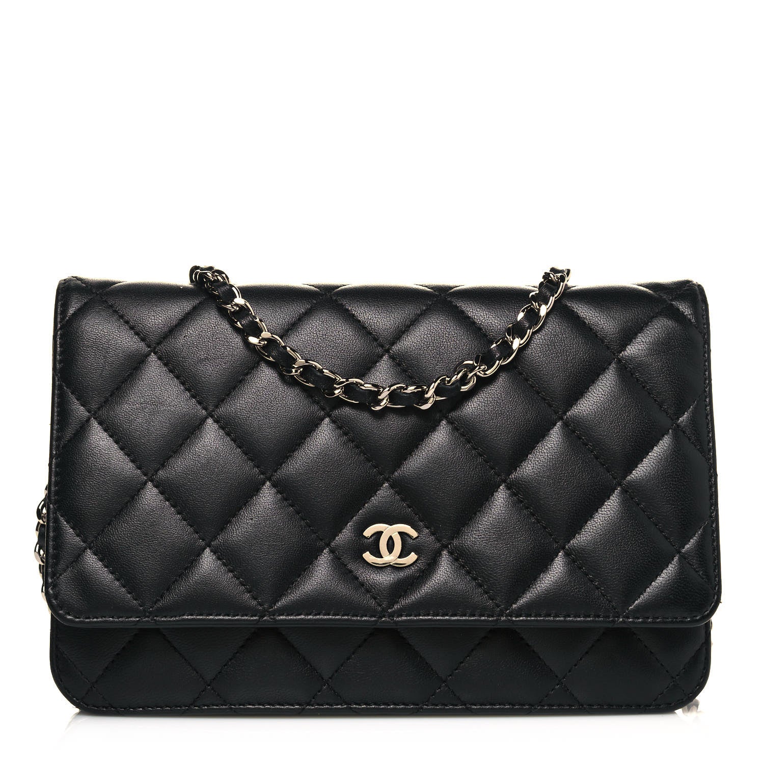 Chanel Lambskin Quilted Wallet On Chain WOC Black 1 of 13