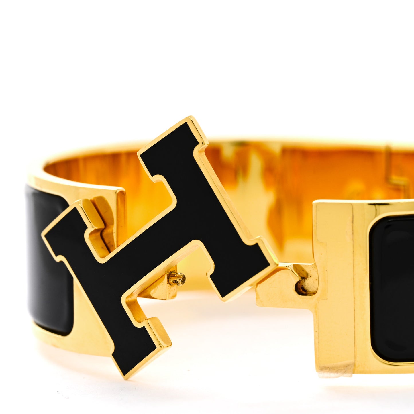 Enamel Wide Clic Clac H Bracelet GM Black