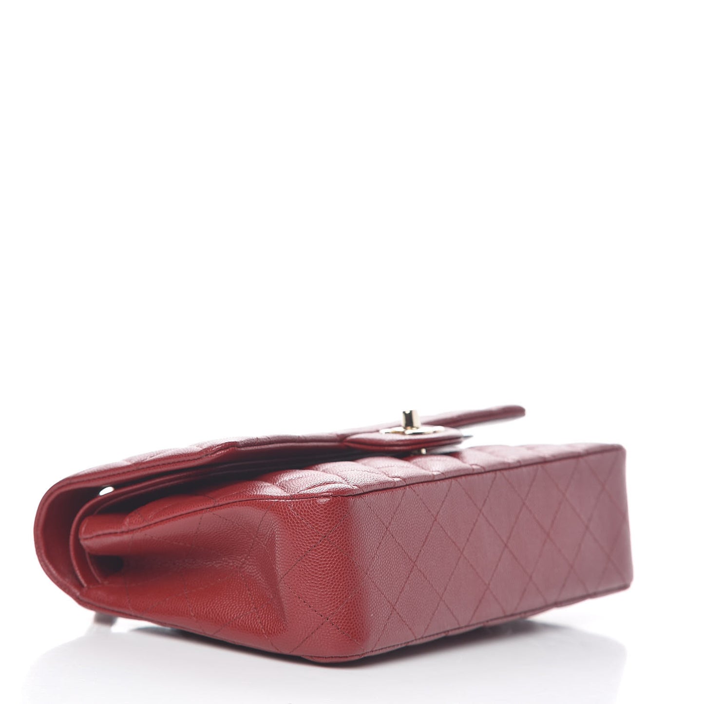 Caviar Quilted Medium Double Flap Dark Red