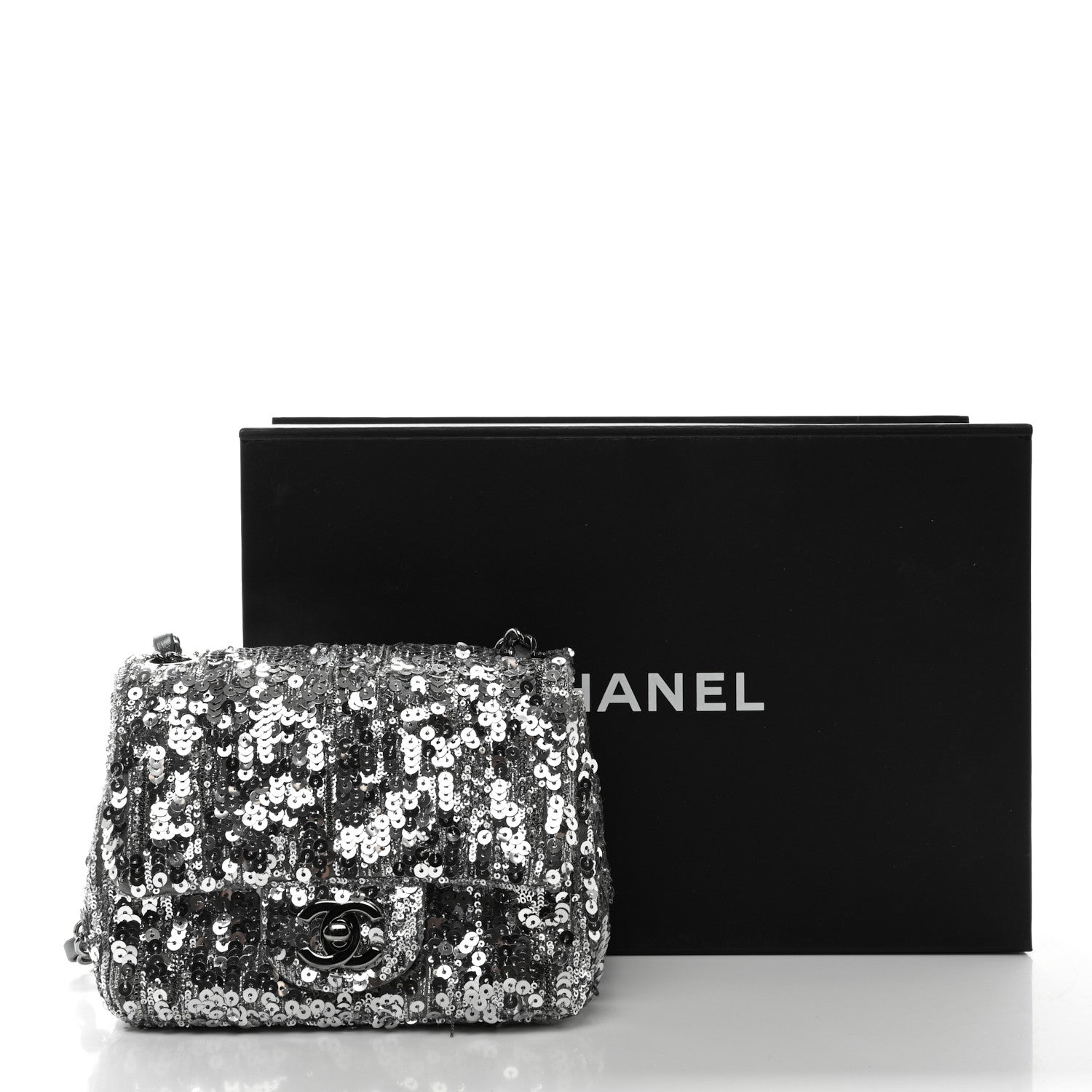 Chanel Sequin Mini Square Flap Silver 12 of 12