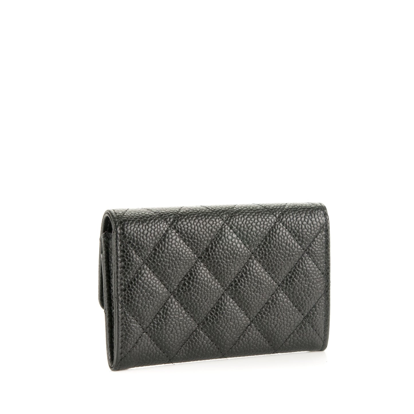 Caviar Quilted Flap Card Holder Black