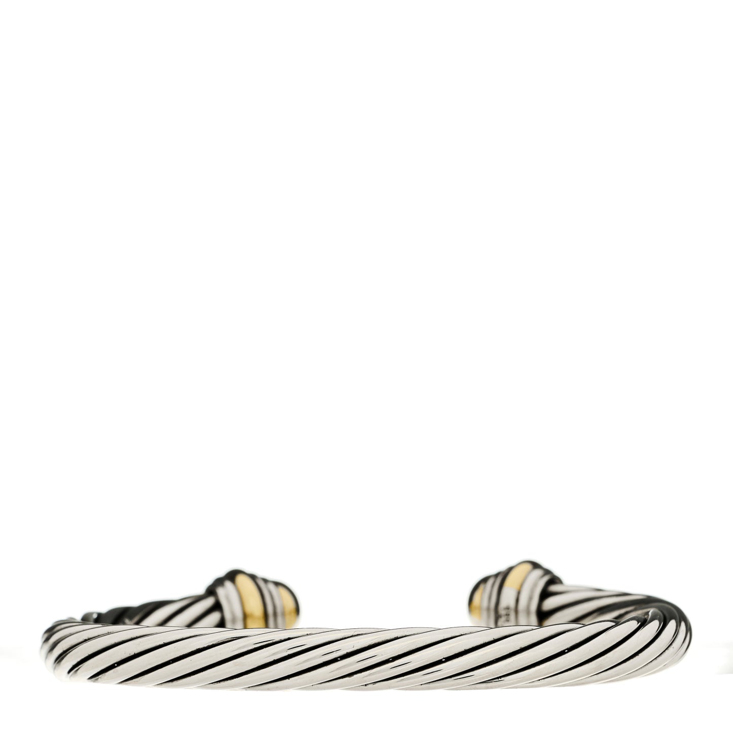 Sterling Silver 14K Yellow Gold 7mm Cable Classics Dome Bracelet