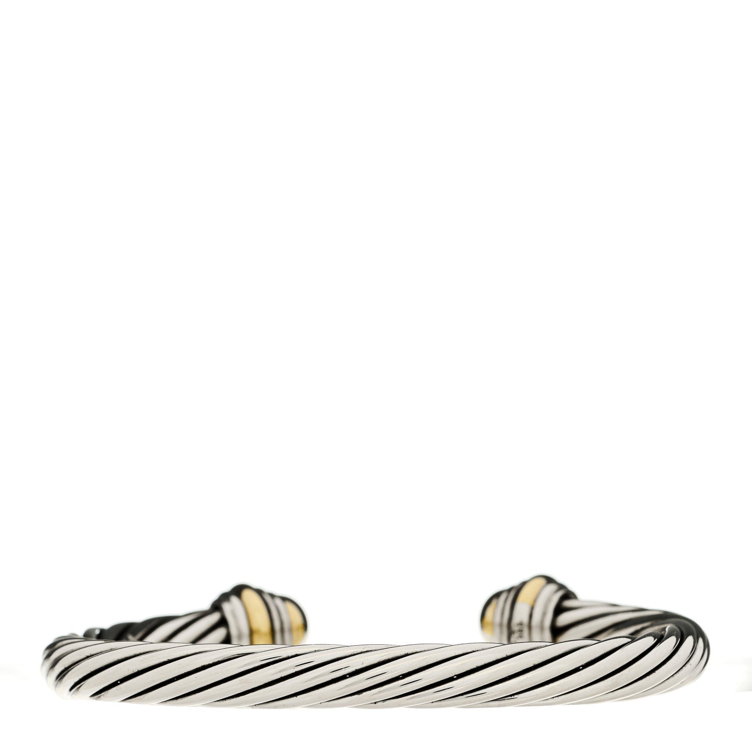 David Yurman Sterling Silver 14K Yellow Gold 7mm Cable Classics Dome Bracelet 2 of 3