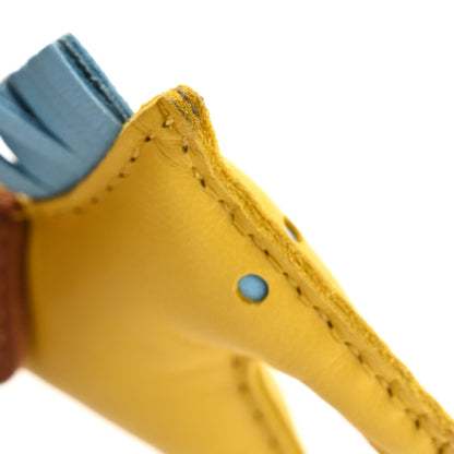 Hermes Milo Lambskin Grigri Rodeo Horse Bag Charm PM Jaune De Naples Celeste Gold 6 of 8