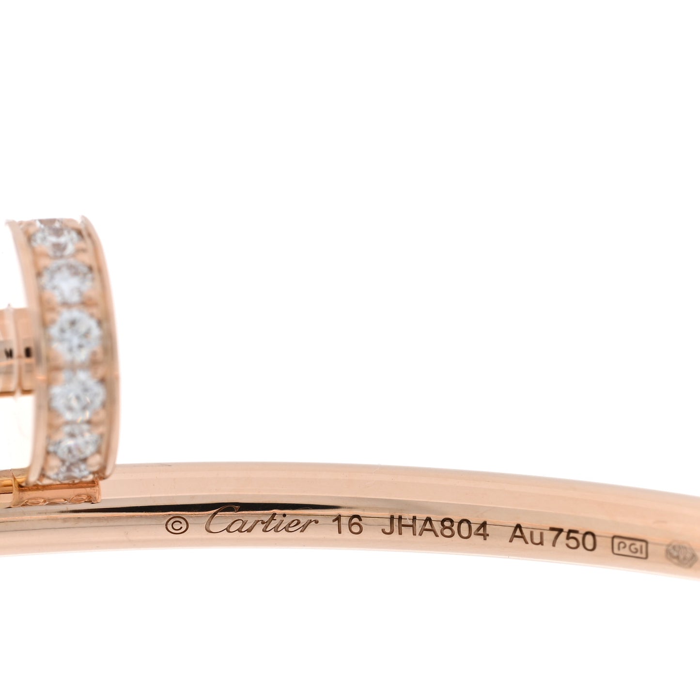 18K Pink Gold Diamond Small Juste Un Clou Bracelet 16