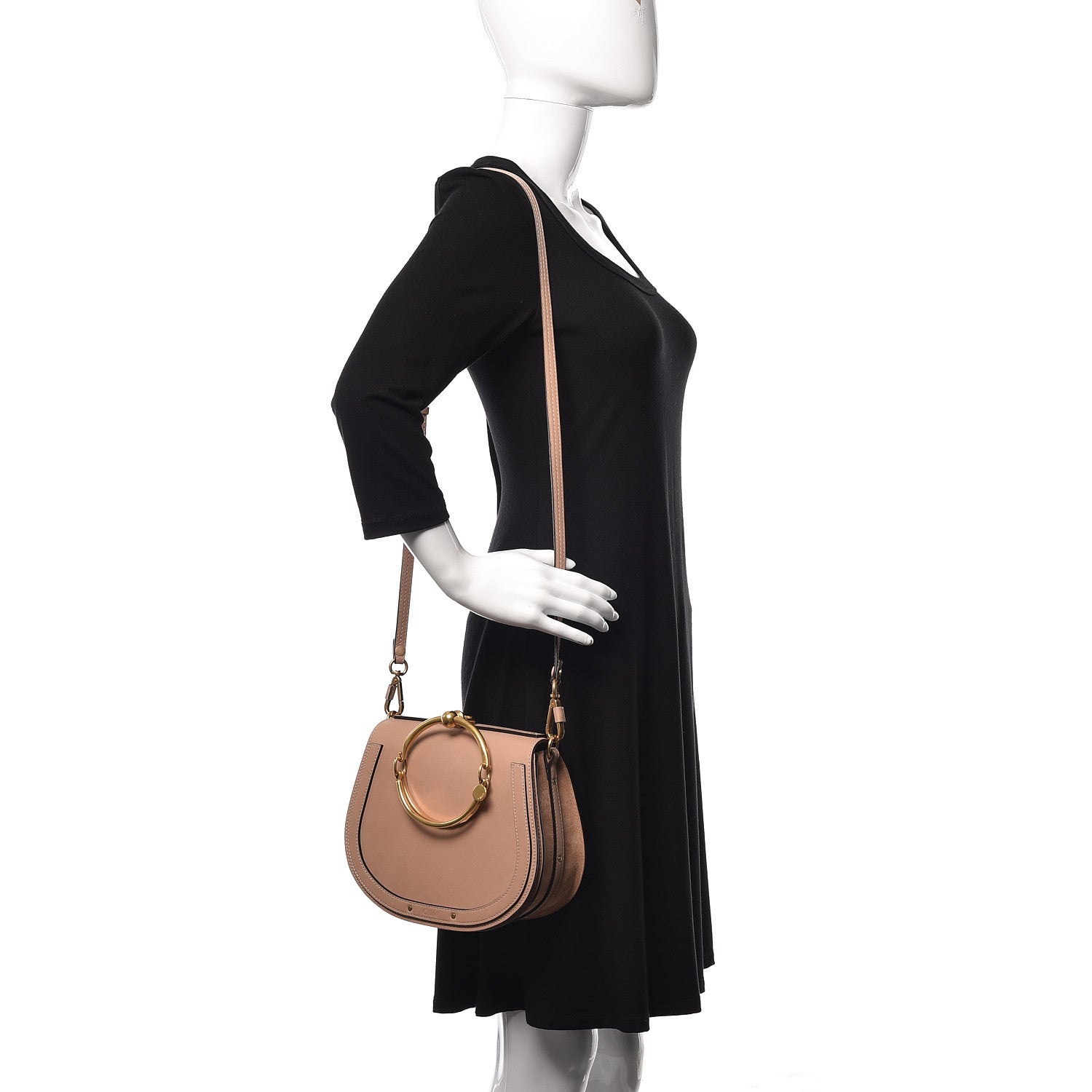 Chloe Calfskin Suede Medium Nile Bracelet Bag Biscotti Beige 2 of 11