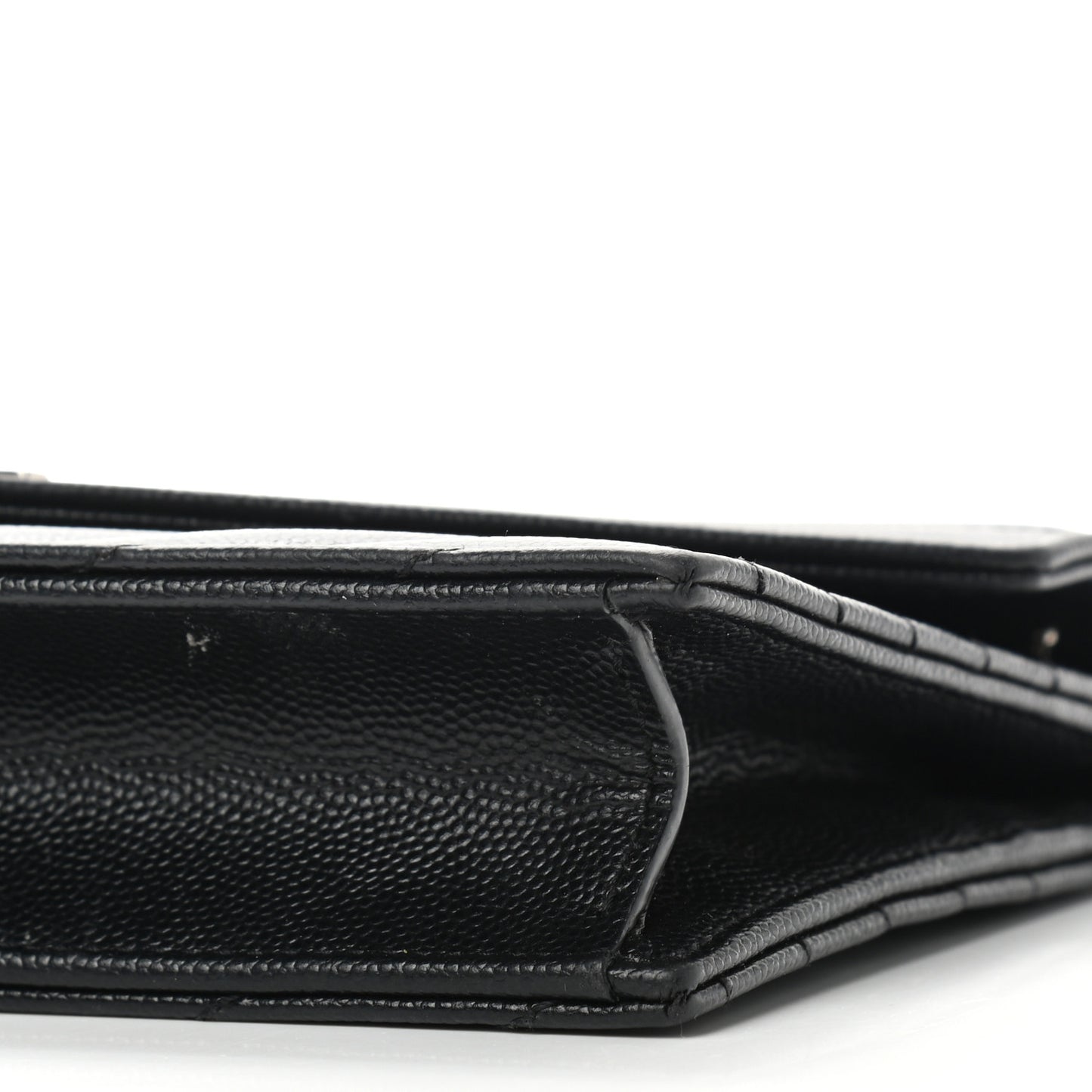Grain De Poudre Matelasse Chevron Monogram Envelope Chain Wallet Black