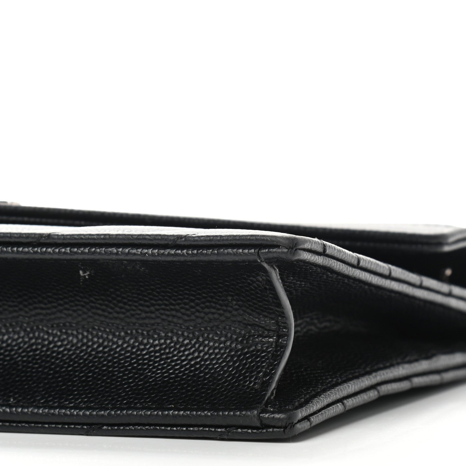 Saint Laurent Grain De Poudre Matelasse Chevron Monogram Envelope Chain Wallet Black 9 of 12