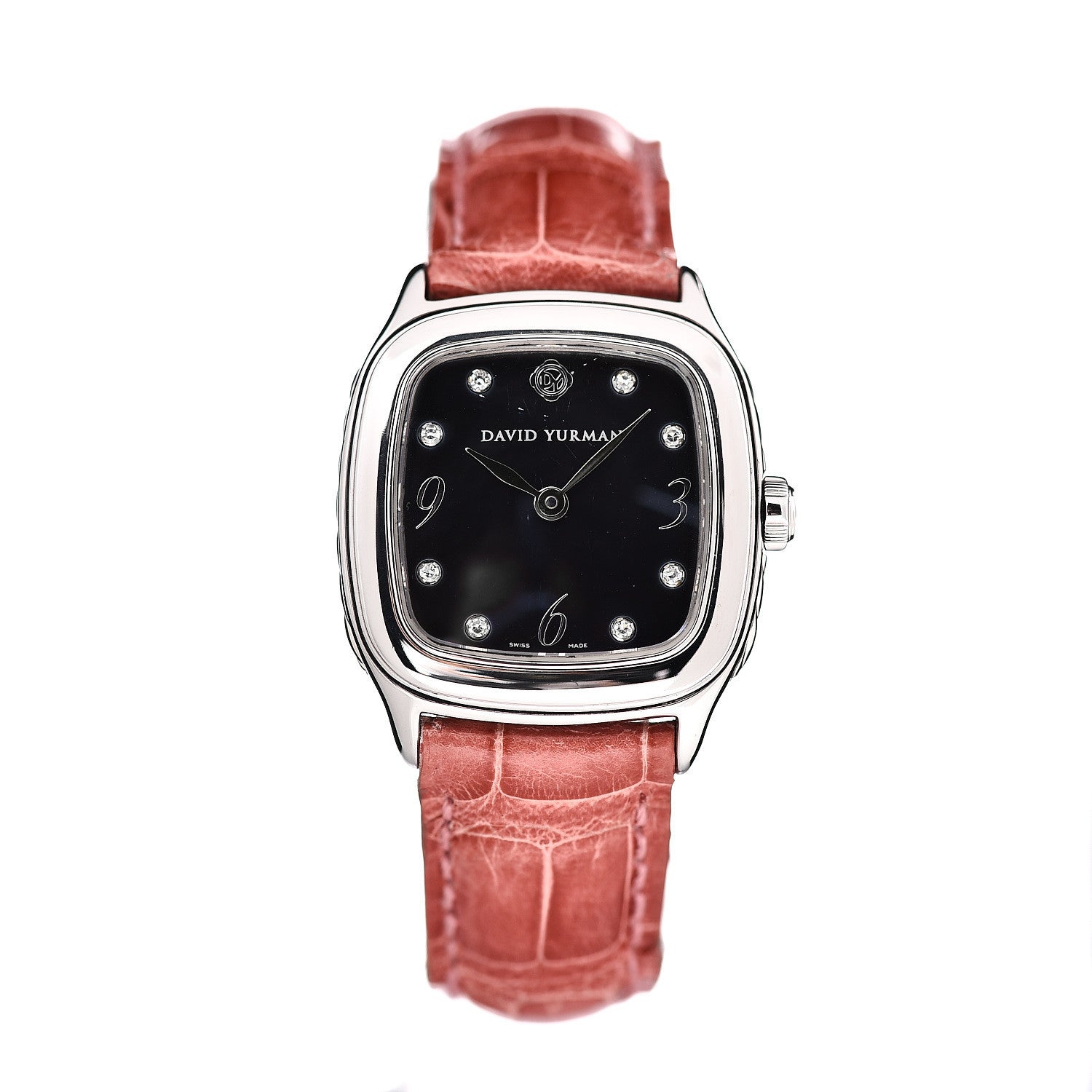 David Yurman Stainless Steel Alligator Diamond Black Mother of Pearl 25mm Thoroughbred Quartz Watch 1 of 10