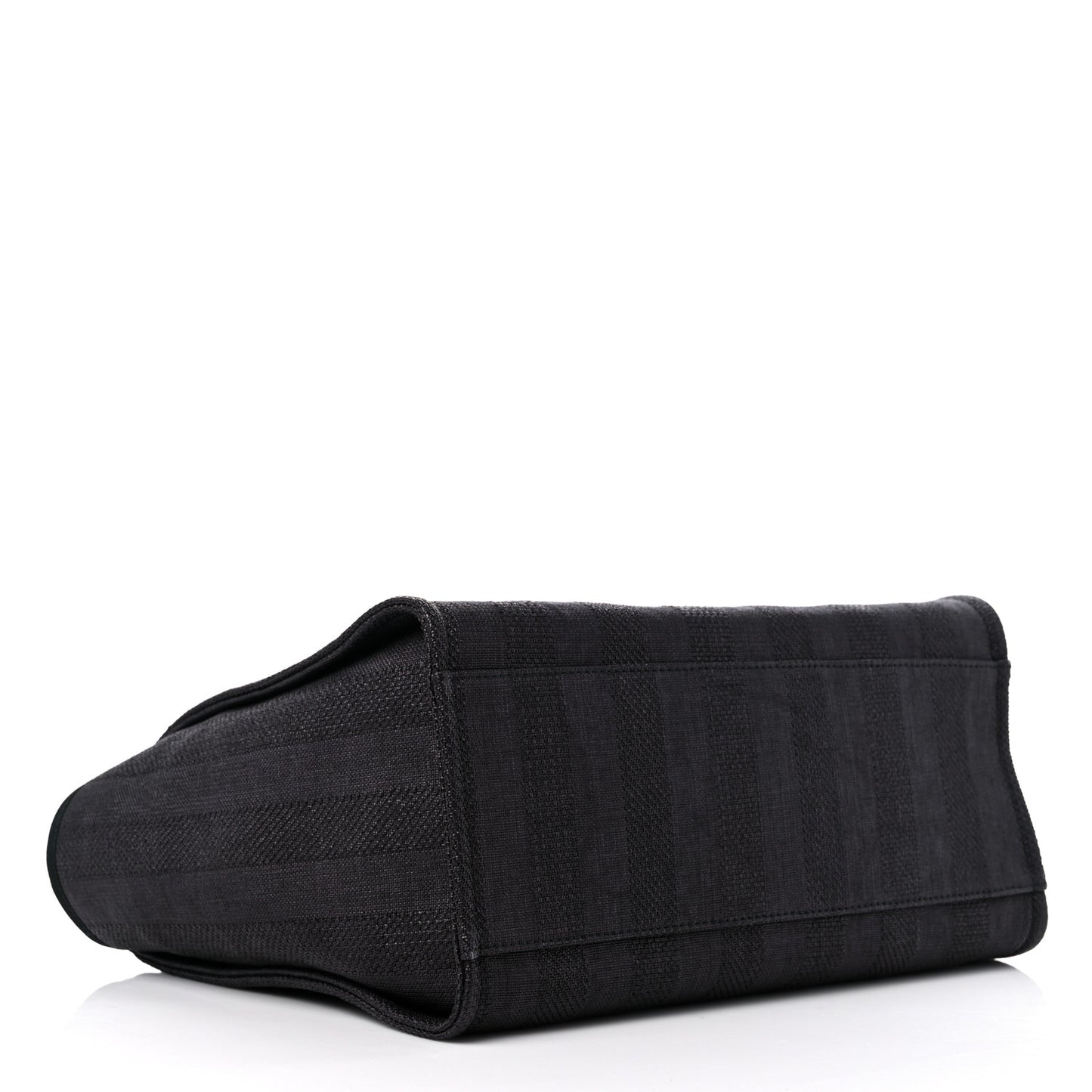 Mixed Fibers Calfskin Striped Medium Deauville Tote Black