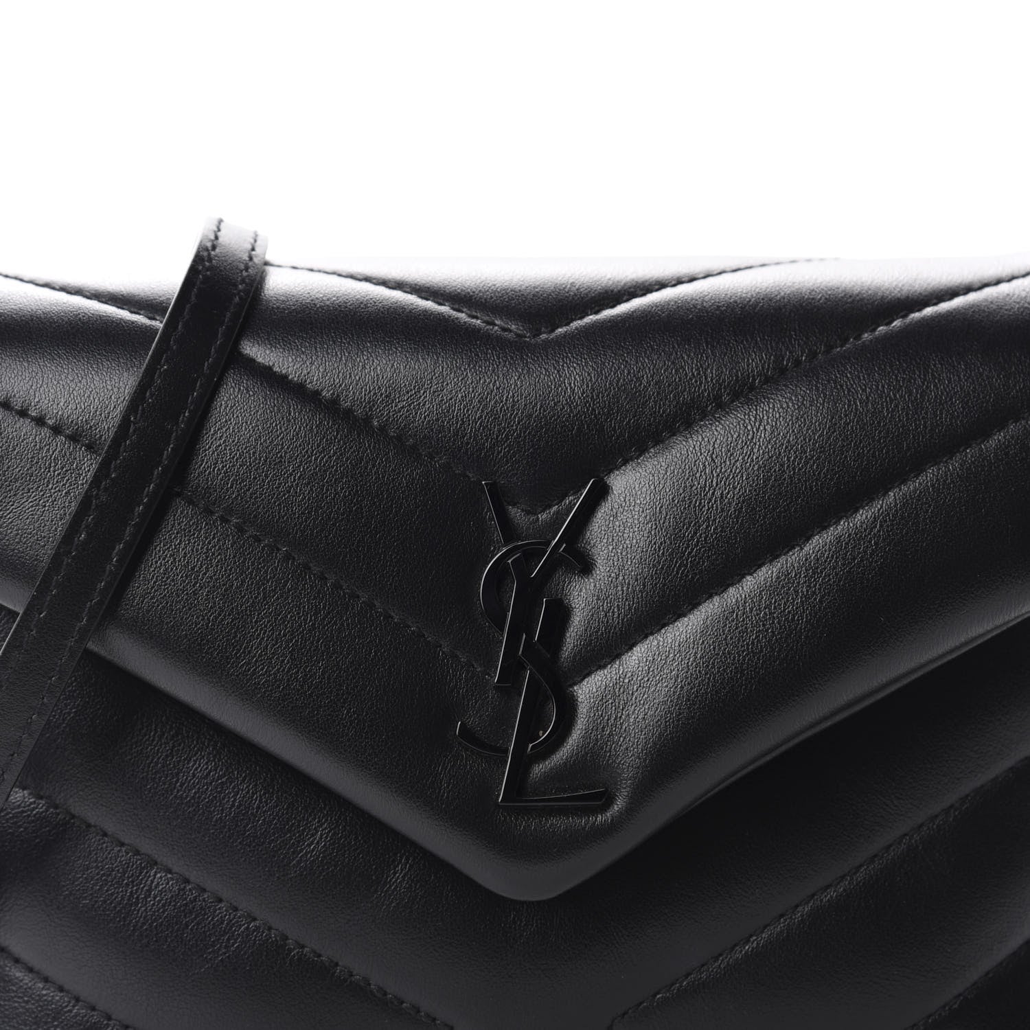 Saint Laurent Calfskin Y Quilted Monogram Toy Loulou Crossbody Bag Black 11 of 12