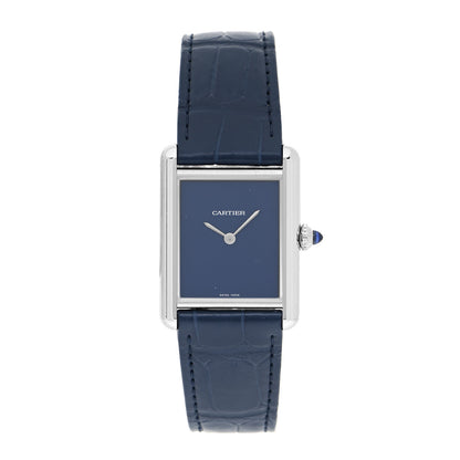 Cartier Stainless Steel Alligator 25mm Must de Cartier Tank Quartz Watch Blue 1 of 5