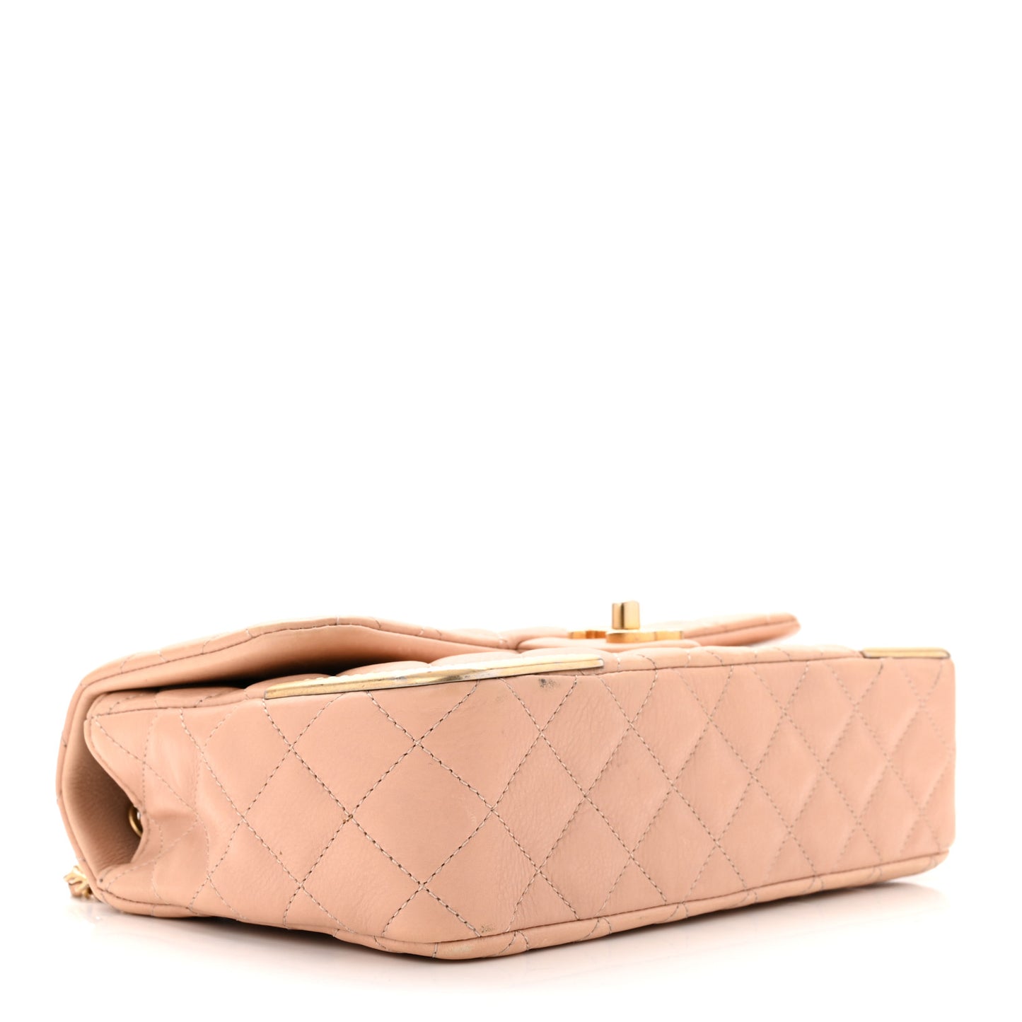 Calfskin Quilted Rock The Corner Flap Beige