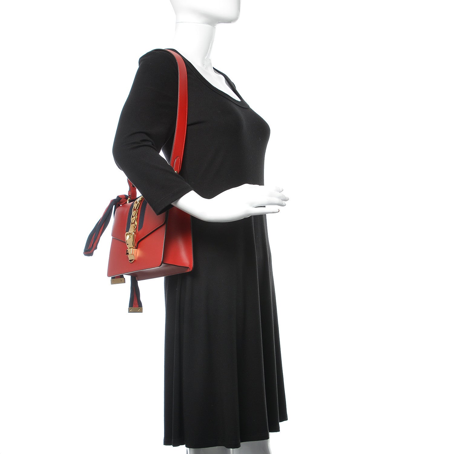 Gucci Calfskin Small Sylvie Shoulder Bag Hibiscus Red 2 of 10