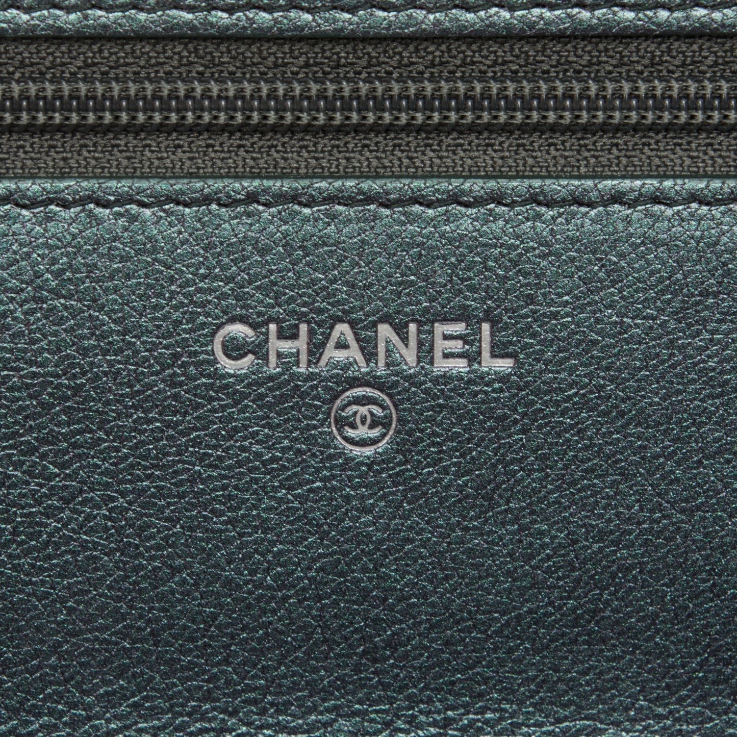 Iridescent Goatskin Quilted Wallet On Chain WOC Purple