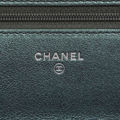 Chanel Iridescent Goatskin Quilted Wallet On Chain WOC Purple 6 of 8