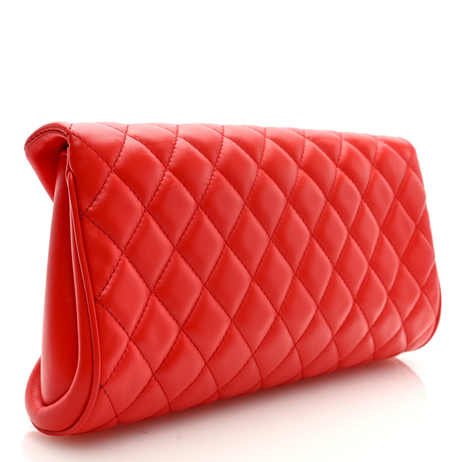 Chanel Lambskin Quilted Fold Up Again Clutch Red 3 of 7