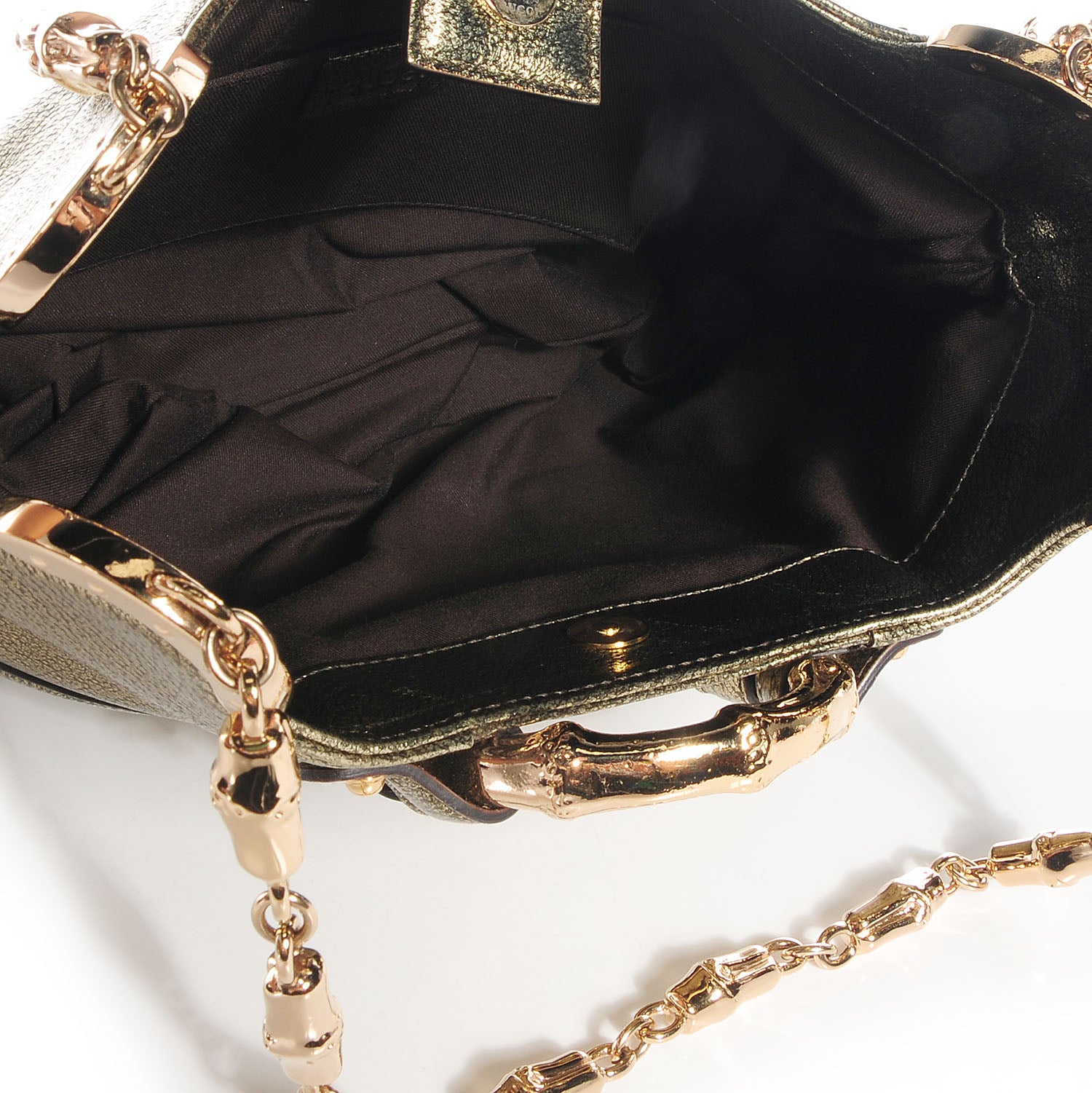 Gucci Leather Bamboo Chain Shoulder Bag Metallic 5 of 8