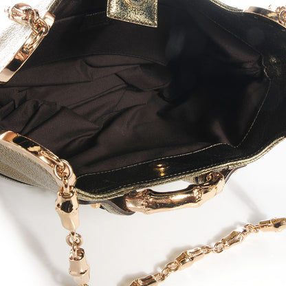 Gucci Leather Bamboo Chain Shoulder Bag Metallic 5 of 8