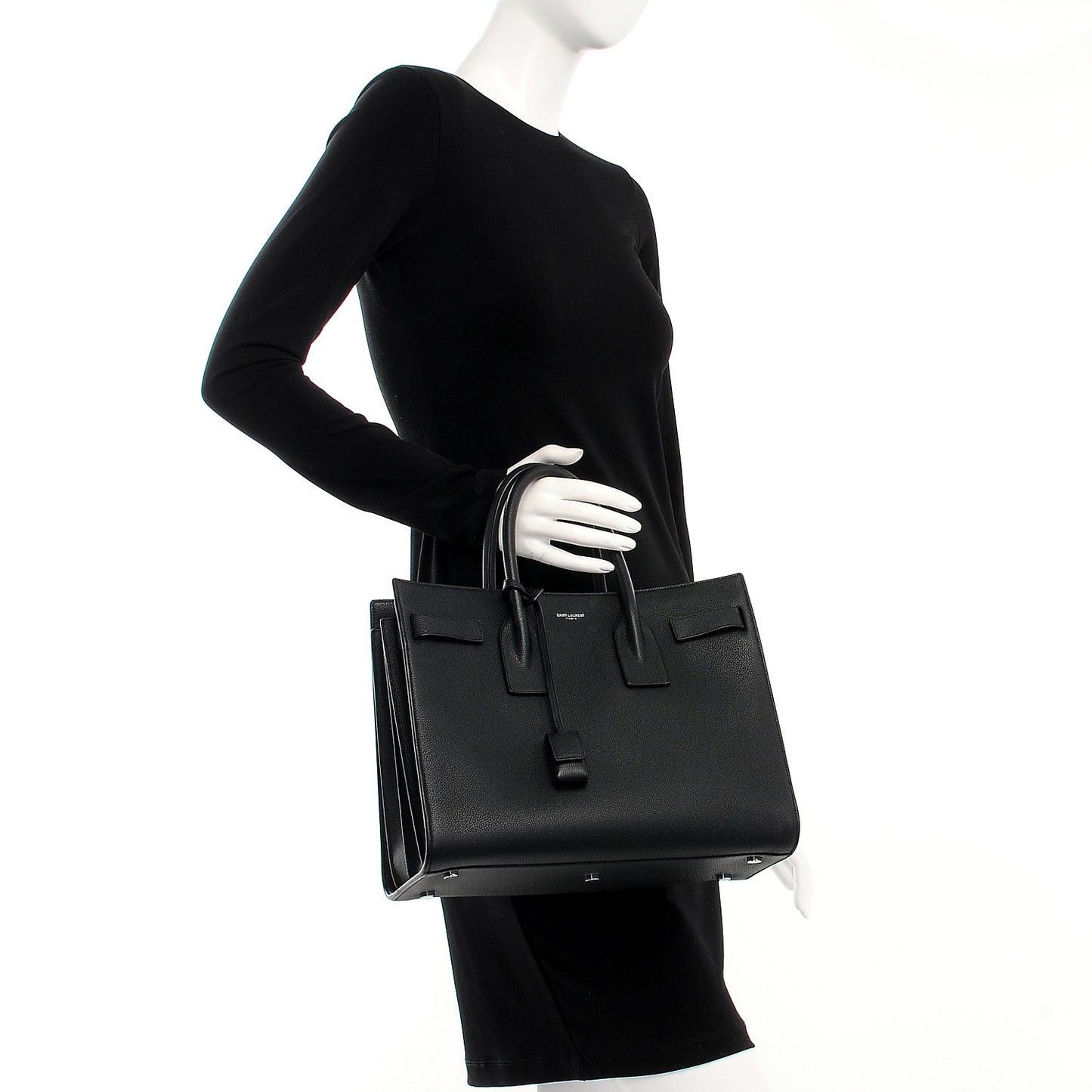 Grained Calfskin Small Sac De Jour Black