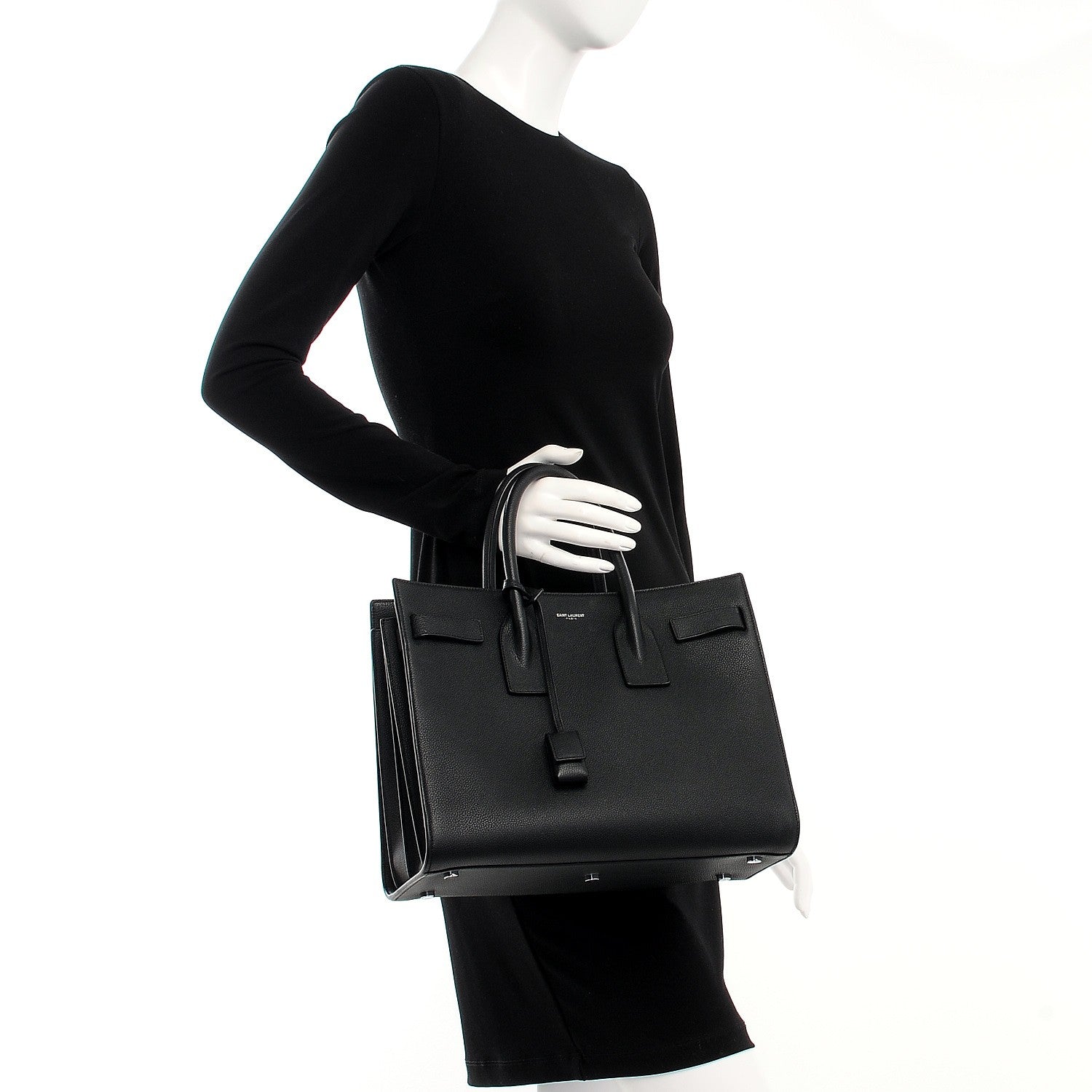 Saint Laurent Grained Calfskin Small Sac De Jour Black 3 of 12