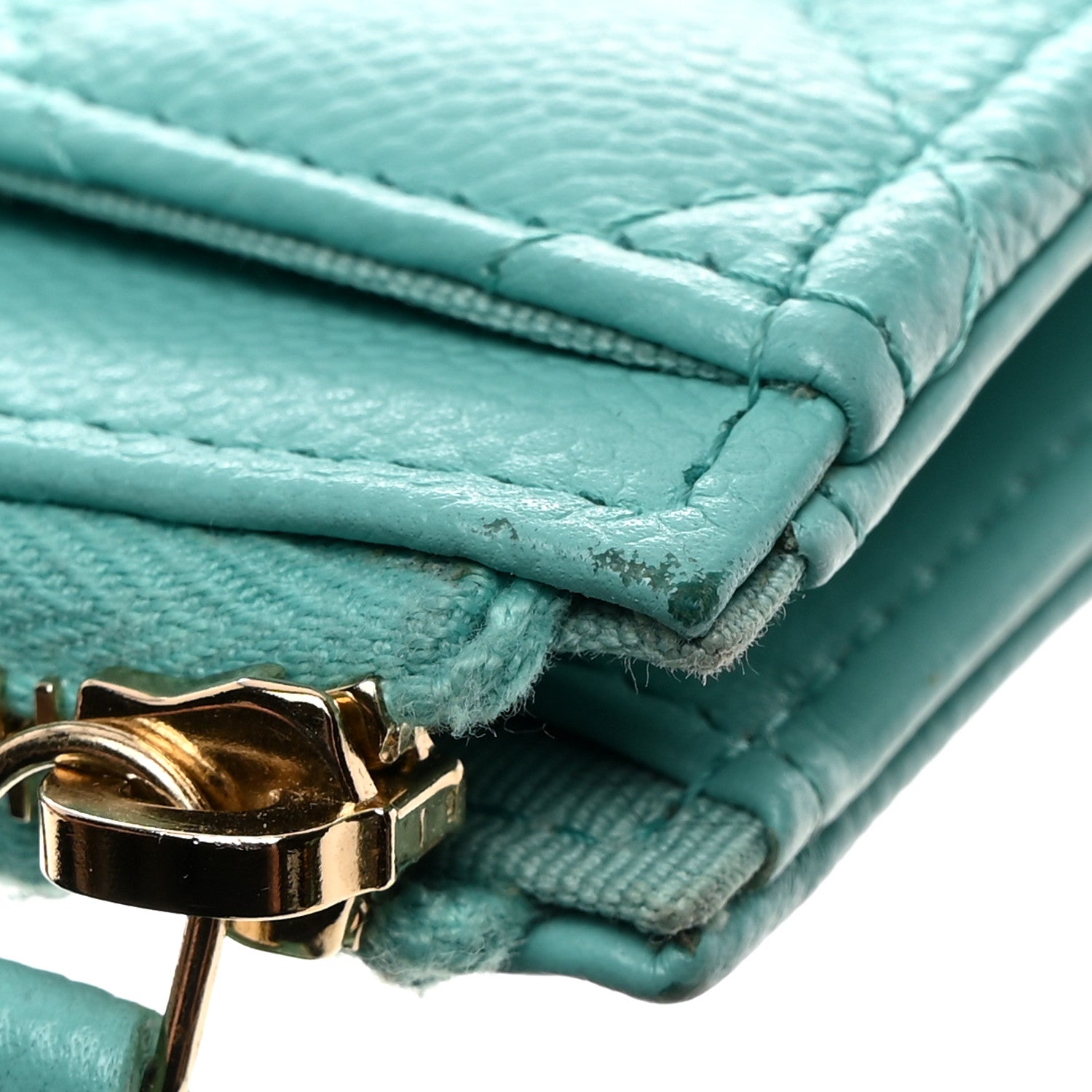 Chanel Caviar Quilted CC Zip Around Card Holder Blue 9 of 13