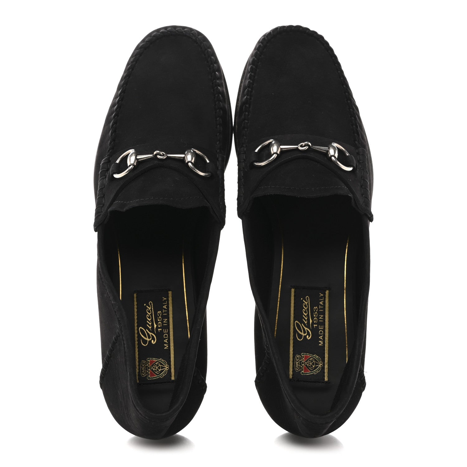 Gucci Suede Calfskin Womens 1953 Horsebit Loafers 37 Black 2 of 9