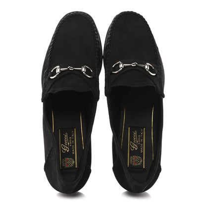 Gucci Suede Calfskin Womens 1953 Horsebit Loafers 37 Black 2 of 9