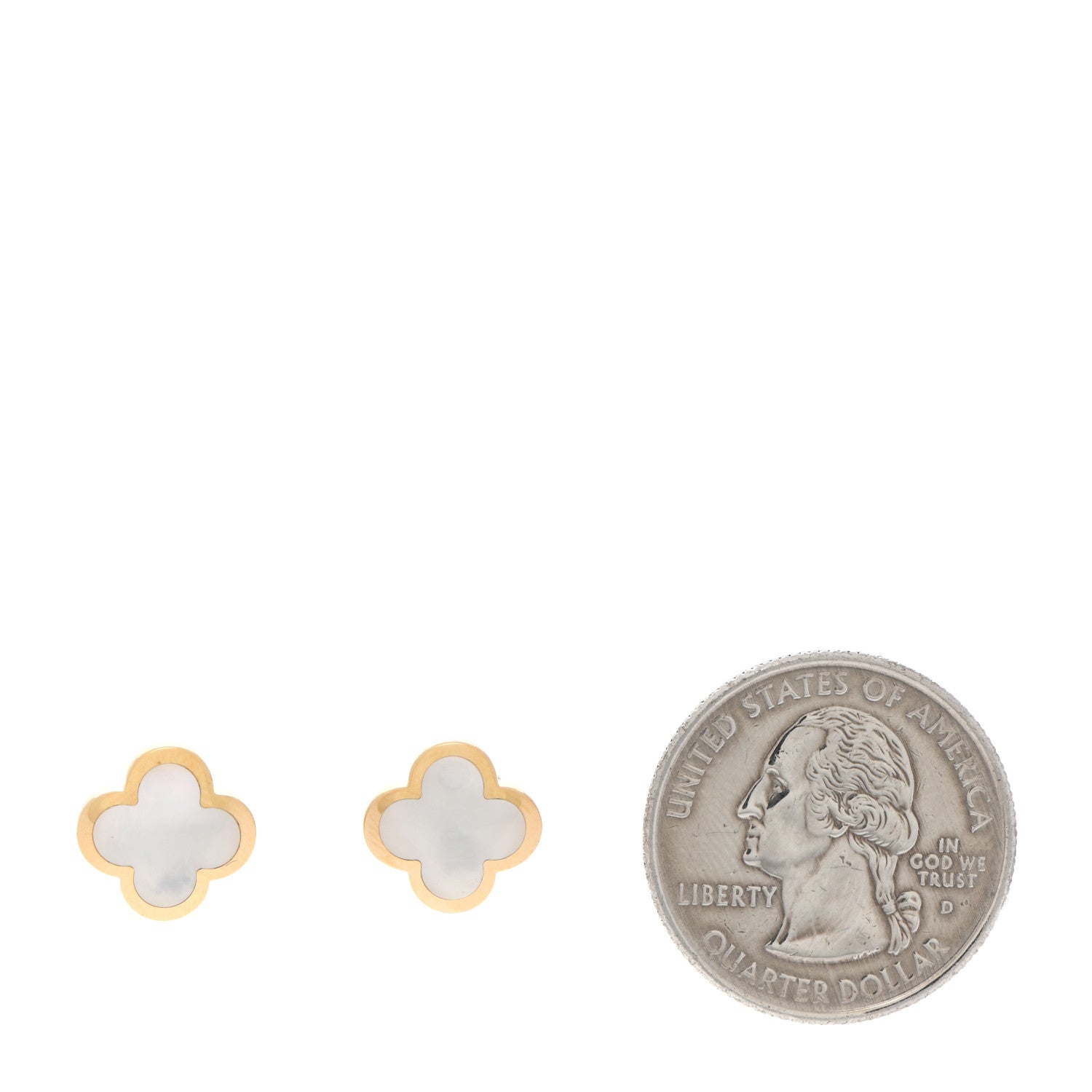 Van Cleef & Arpels 18K Yellow Gold Mother of Pearl Pure Alhambra Earrings 2 of 4