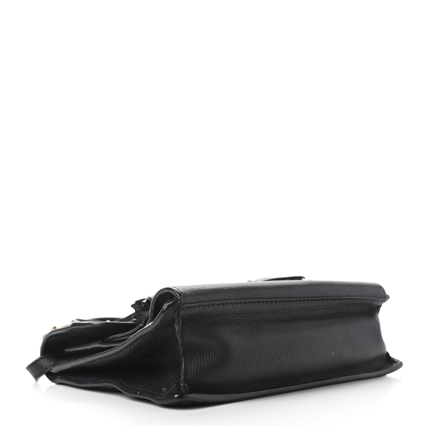 Grainy Calfskin Broguing Tassel Macken Crossbody Bag Black