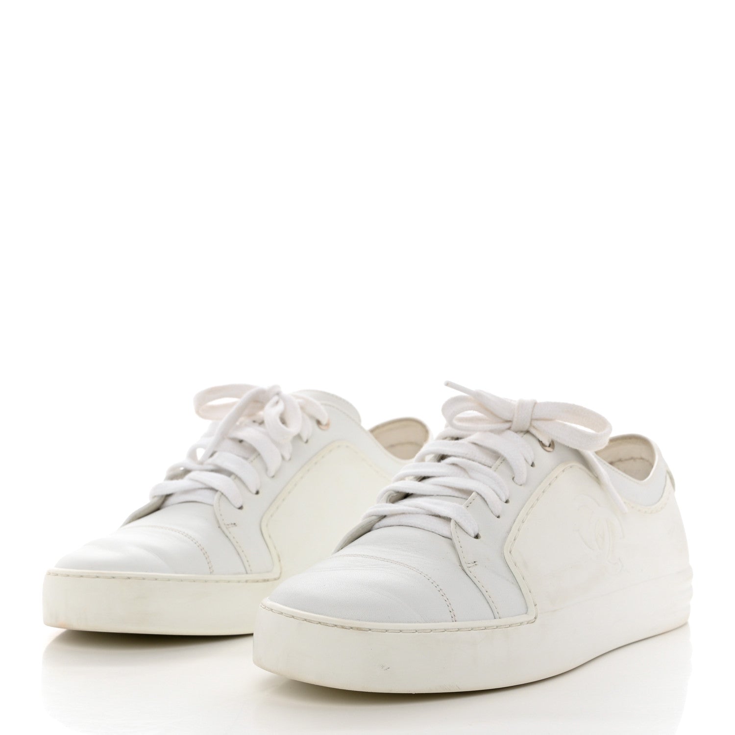 Chanel Calfskin Gum Womens CC Sneakers 39 White 3 of 13