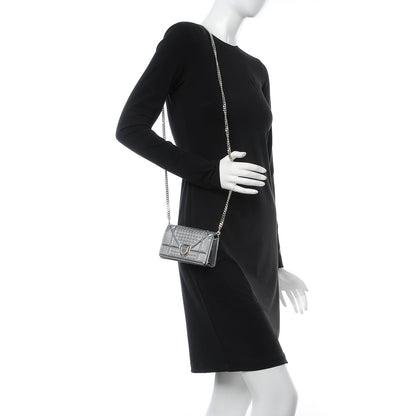 Christian Dior Metallic Patent Micro-Cannage Baby Diorama Flap Bag Silver 2 of 10