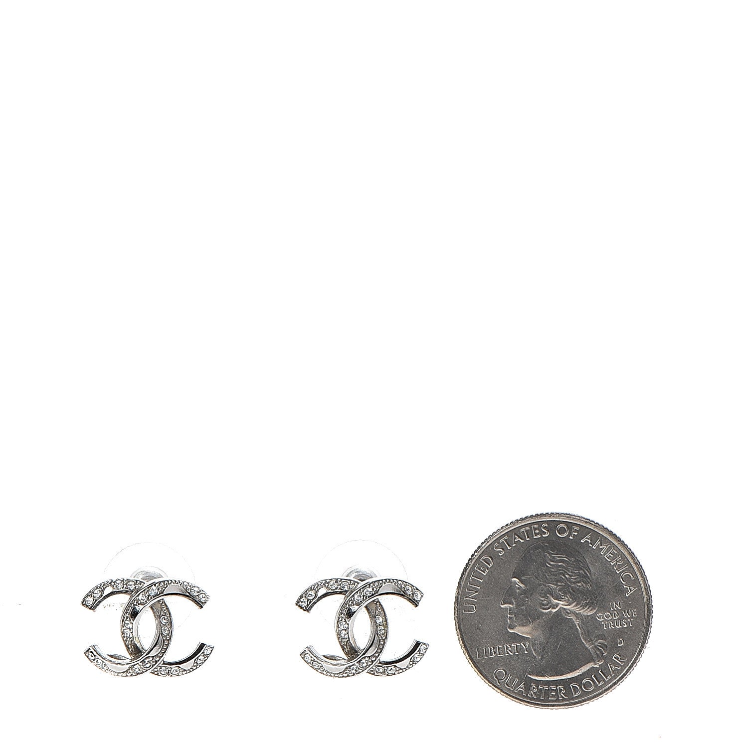Chanel Crystal CC Earrings Silver 2 of 4