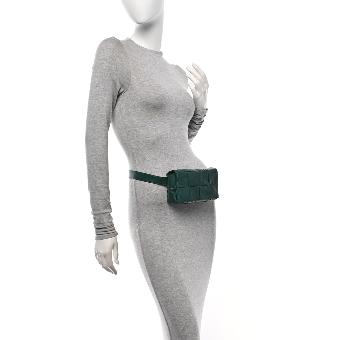 Paper Calfskin Intrecciato Cassette Belt Bag Raintree