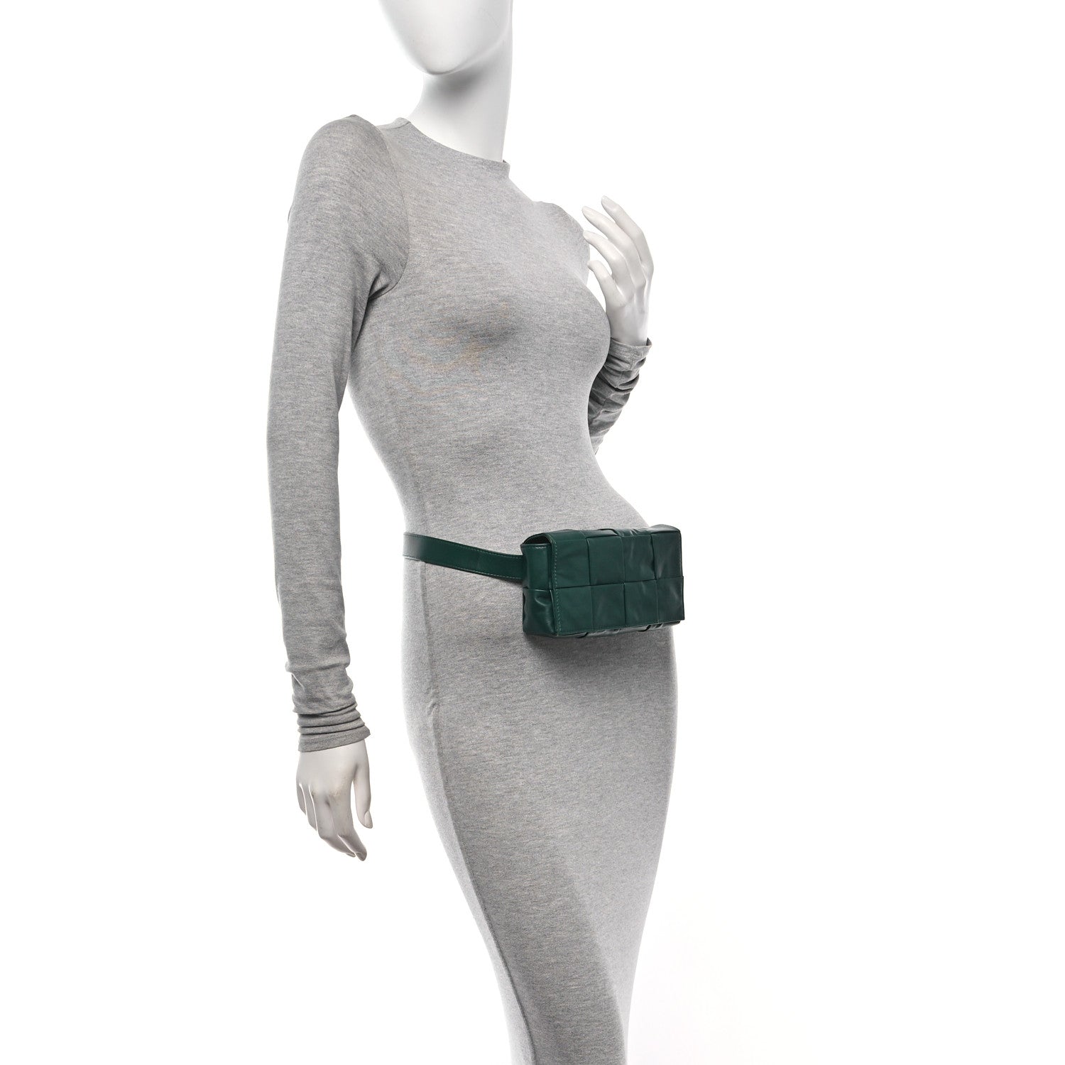 Bottega Veneta Paper Calfskin Intrecciato Cassette Belt Bag Raintree 2 of 13