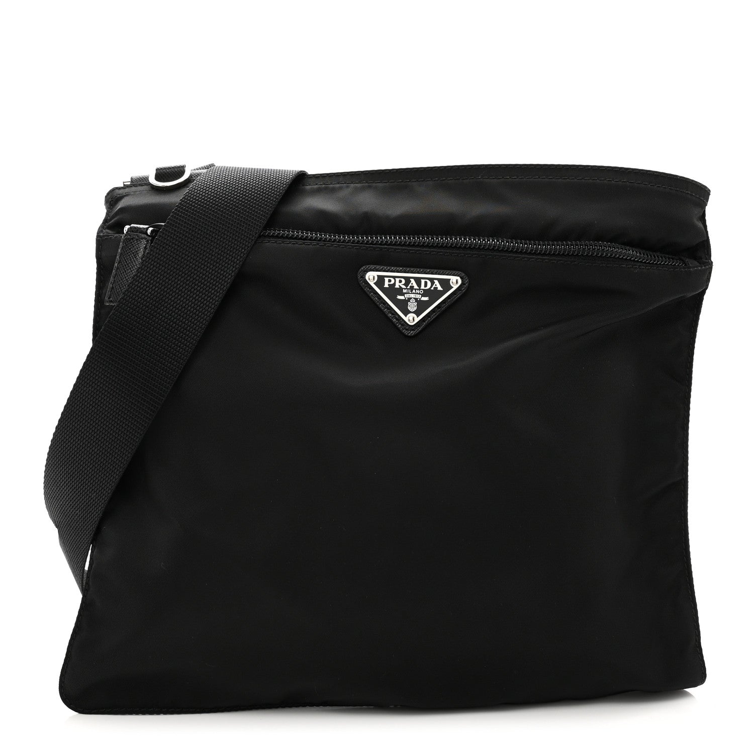 Prada Nylon Vela Flat Messenger Bag Black 1 of 9