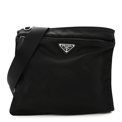 Prada Nylon Vela Flat Messenger Bag Black 1 of 9