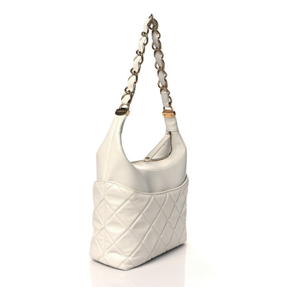Chanel Calfskin Quilted Close To Me Hobo White 3 of 10