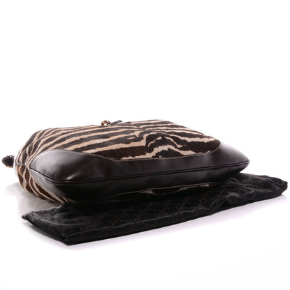 Gucci Pony Hair Zebra Print Large Jackie O Bouvier Hobo Brown 4 of 8