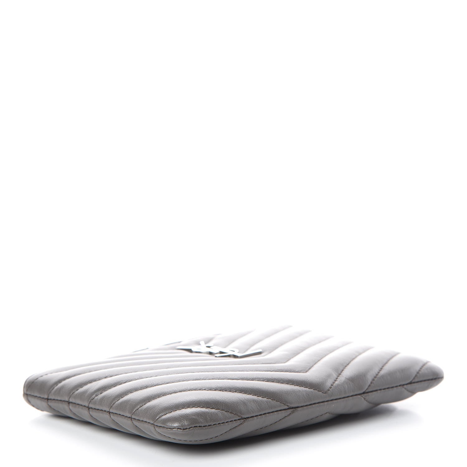 Saint Laurent Calfskin Matelasse Chevron Monogram Pouch Earth 4 of 8