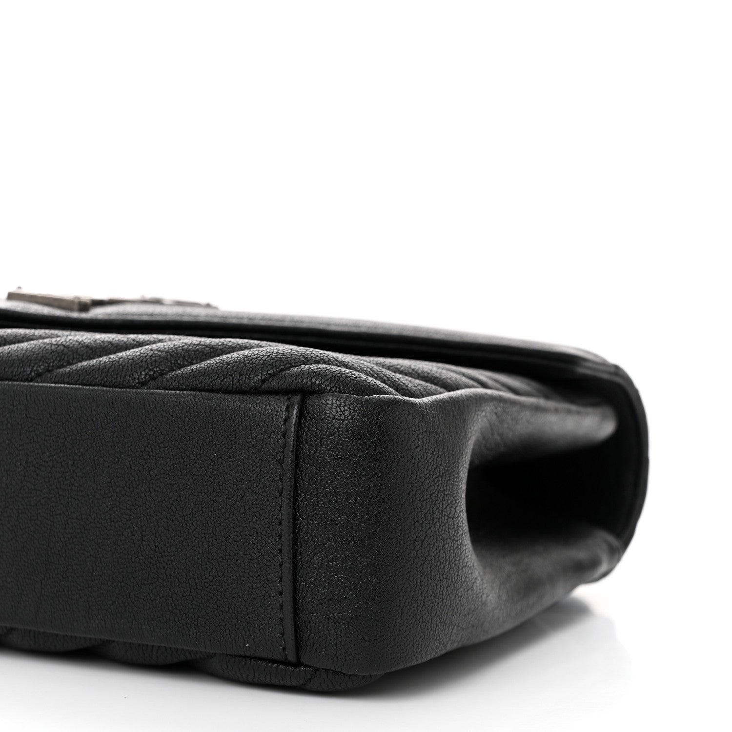 Saint Laurent Sheepskin Matelasse Chevron Monogram Medium College Bag Black 10 of 11
