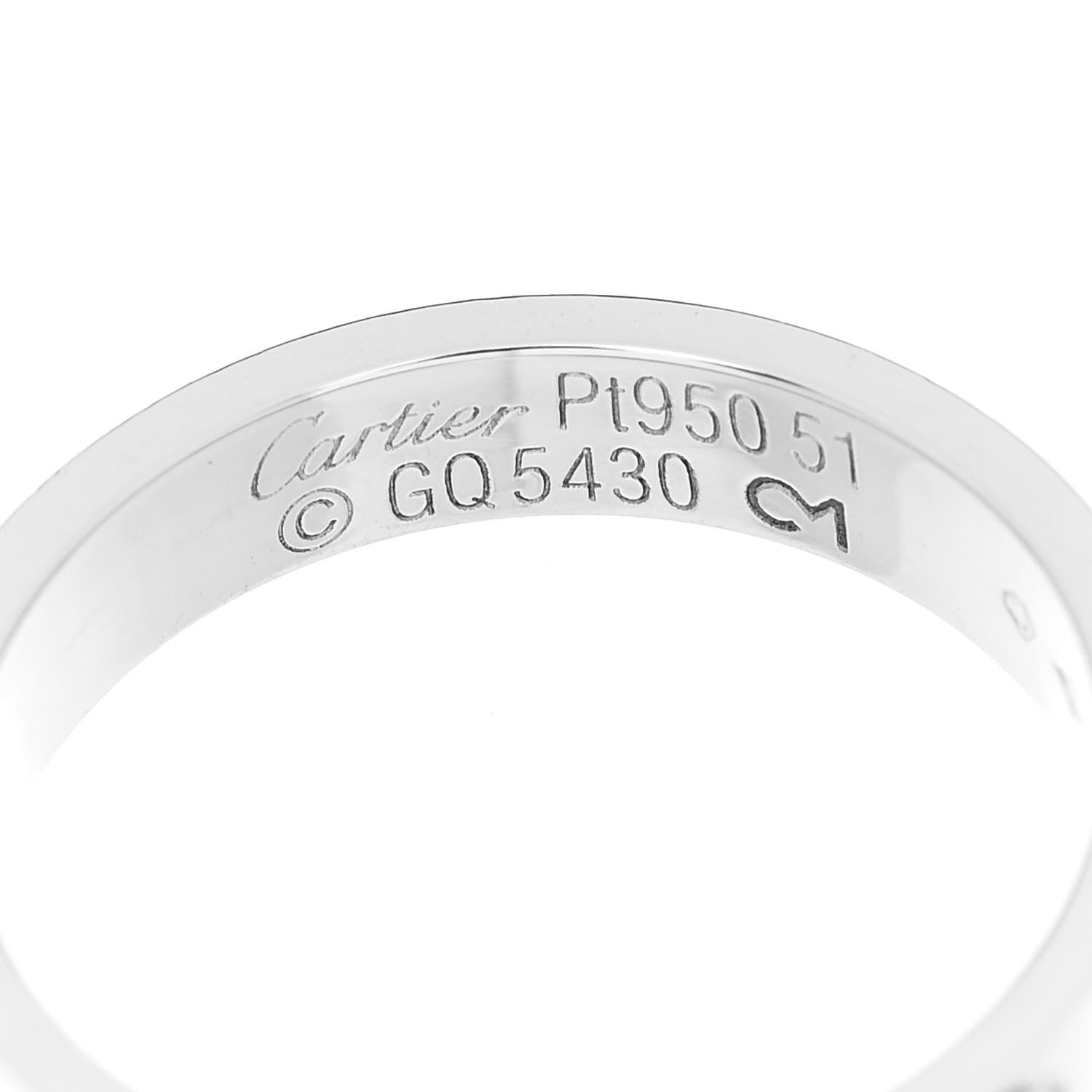 Cartier Platinum 3.5mm LOVE Wedding Band Ring 51 5.75 4 of 6