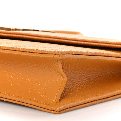 Saint Laurent Grain De Poudre Matelasse Chevron Monogram Envelope Chain Wallet Senape Yellow 9 of 9